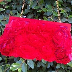 Valentino Flowers Red Silk Clutch